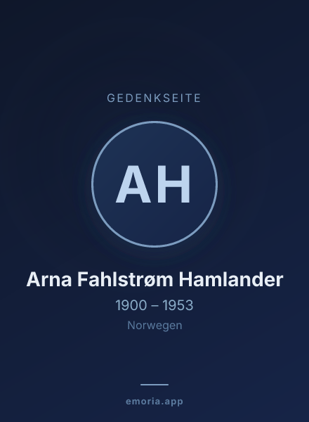 Gedenkportrait von Arna Fahlstrøm Hamlander