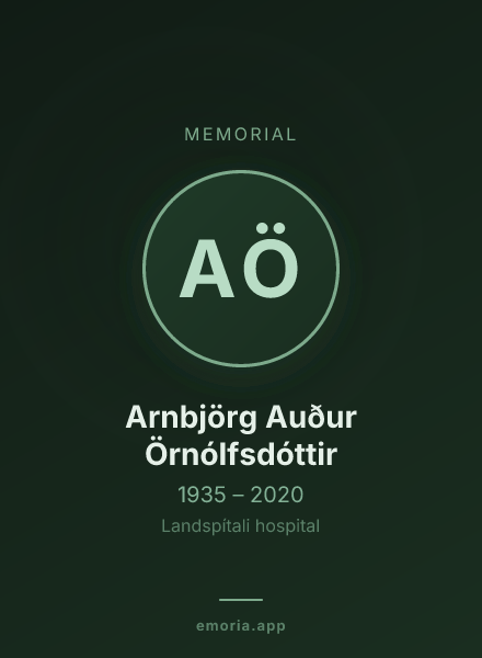 Memorial portrait of Arnbjörg Auður Örnólfsdóttir