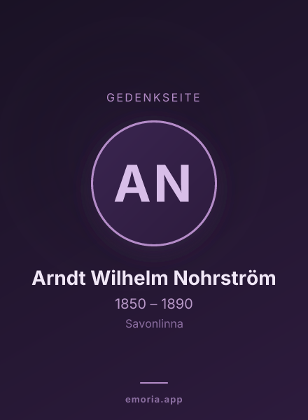 Gedenkportrait von Arndt Wilhelm Nohrström