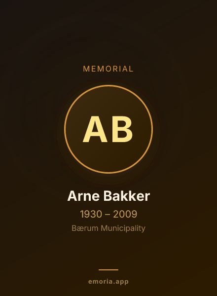 Memorial portrait of Arne Bakker