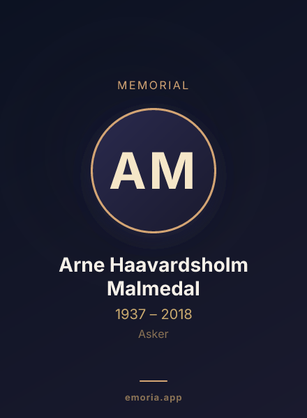 Memorial portrait of Arne Haavardsholm Malmedal