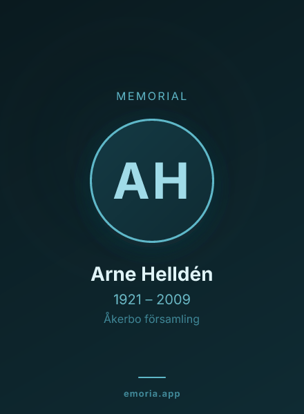Memorial portrait of Arne Helldén