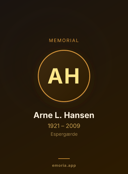 Memorial portrait of Arne L. Hansen