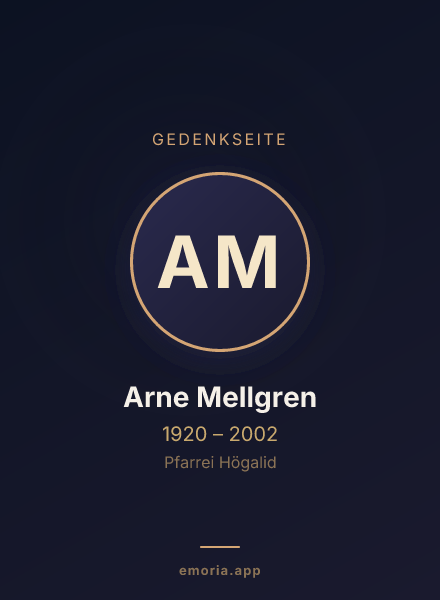 Gedenkportrait von Arne Mellgren