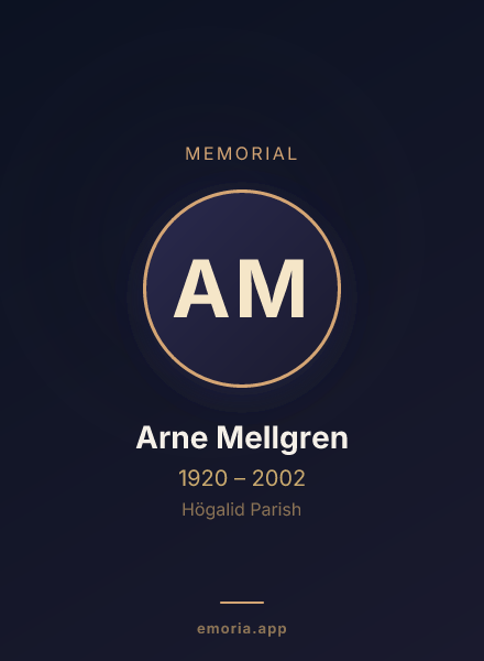 Memorial portrait of Arne Mellgren