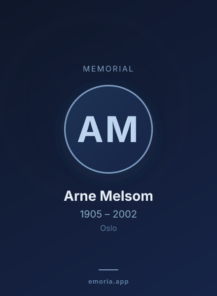 Memorial portrait of Arne Melsom