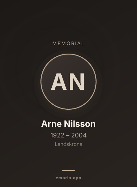 Memorial portrait of Arne Nilsson