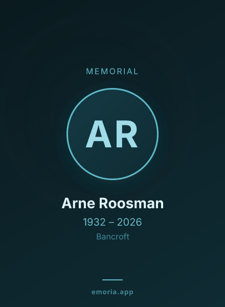 Memorial portrait of Arne Roosman