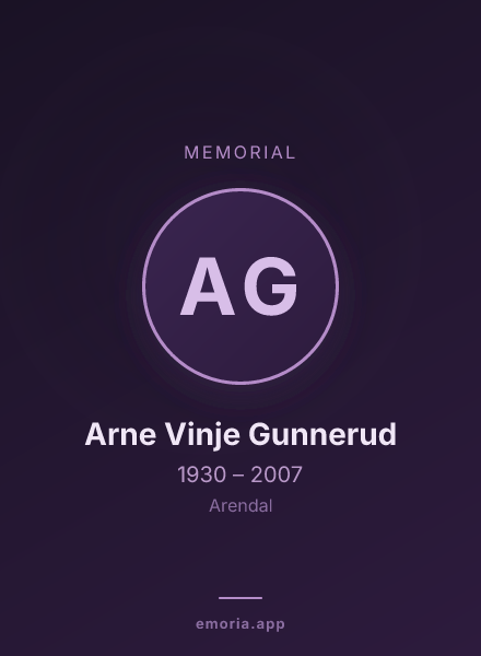 Memorial portrait of Arne Vinje Gunnerud