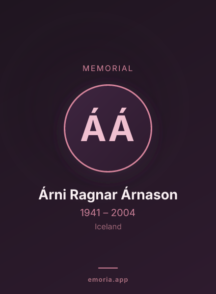 Memorial portrait of Árni Ragnar Árnason