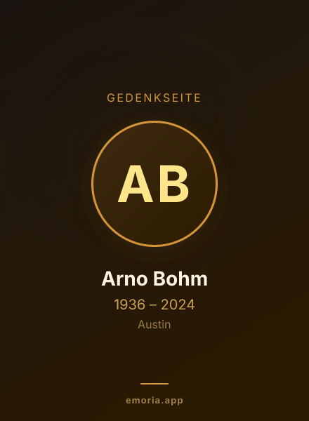 Gedenkportrait von Arno Bohm
