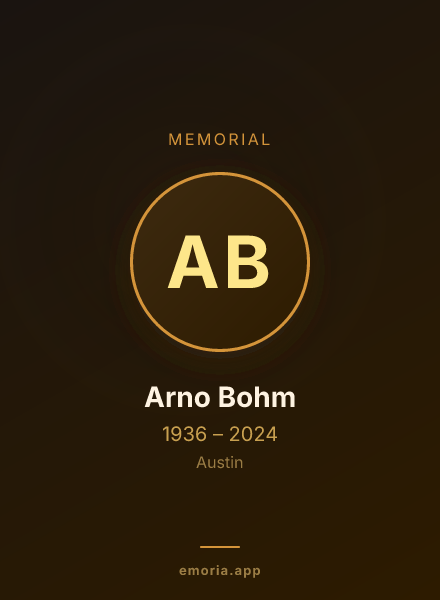Memorial portrait of Arno Bohm