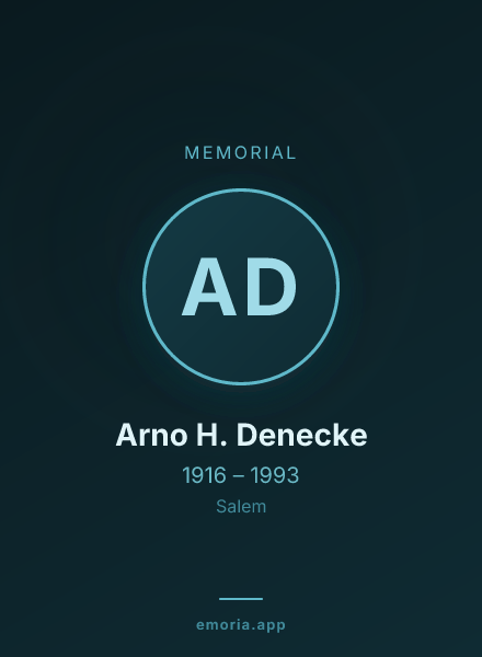 Memorial portrait of Arno H. Denecke