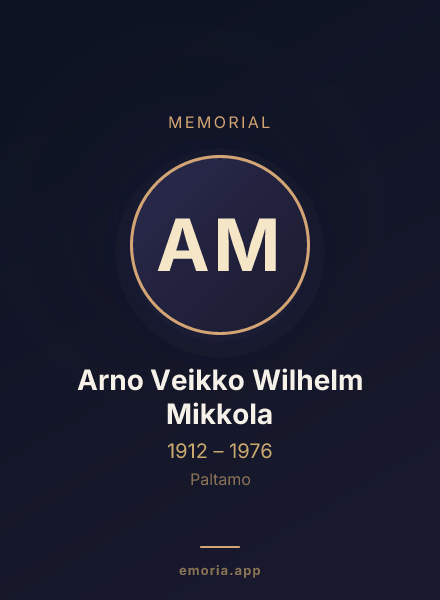 Memorial portrait of Arno Veikko Wilhelm Mikkola