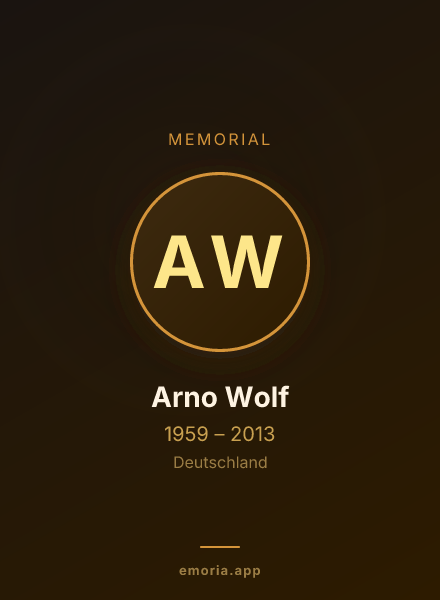 Memorial portrait of Arno Wolf