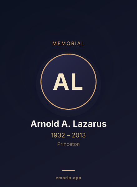 Memorial portrait of Arnold A. Lazarus