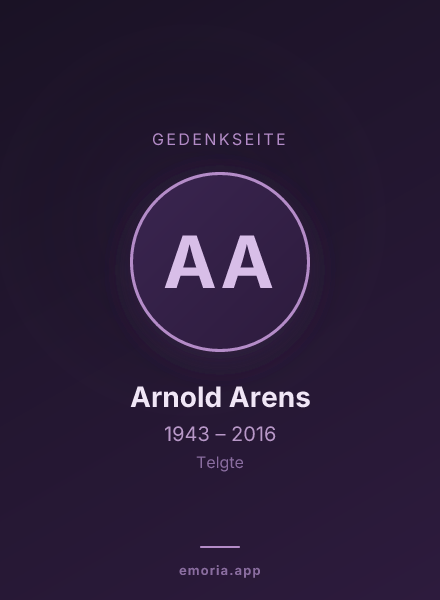 Gedenkportrait von Arnold Arens