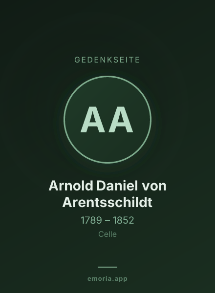 Gedenkportrait von Arnold Daniel von Arentsschildt