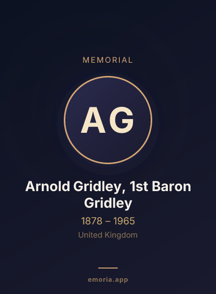 Memorial portrait of Arnold Gridley, 1st Baron Gridley