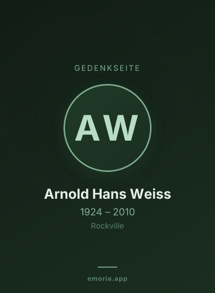 Gedenkportrait von Arnold Hans Weiss
