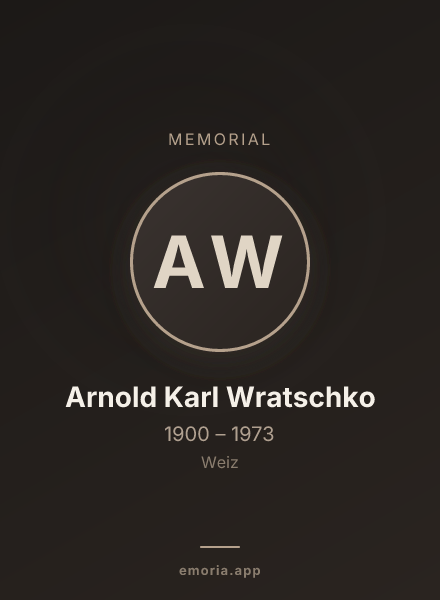 Memorial portrait of Arnold Karl Wratschko