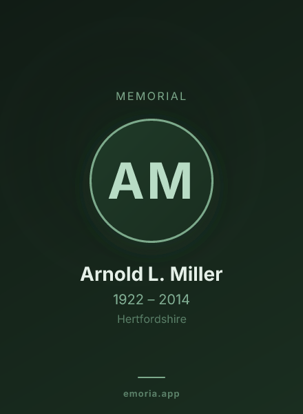 Memorial portrait of Arnold L. Miller