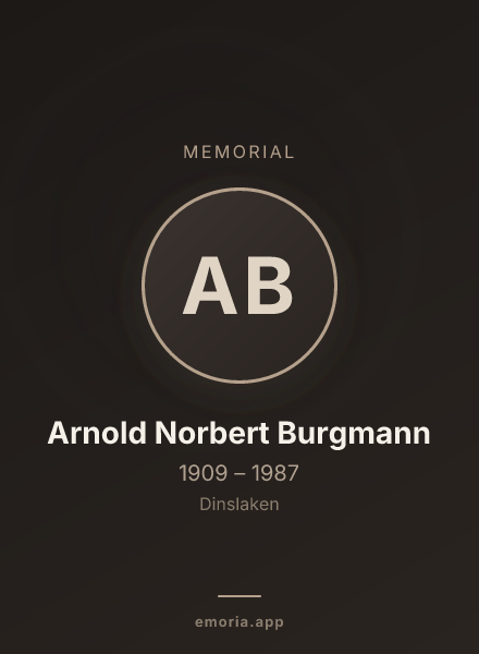 Memorial portrait of Arnold Norbert Burgmann