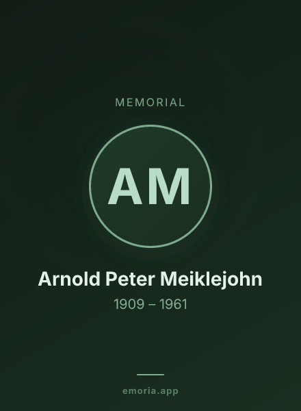 Memorial portrait of Arnold Peter Meiklejohn