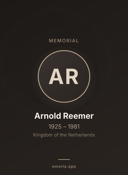 Memorial portrait of Arnold Reemer