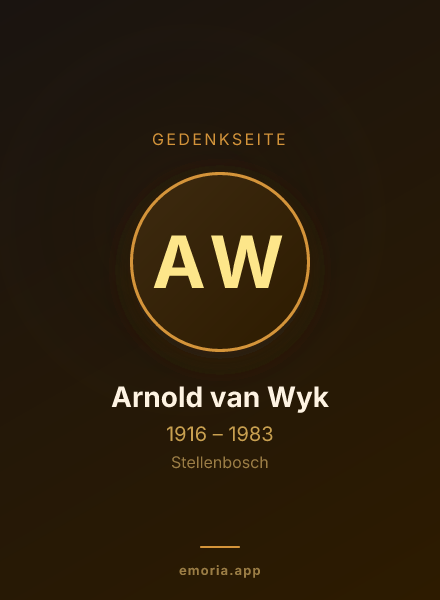 Gedenkportrait von Arnold van Wyk