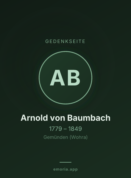 Gedenkportrait von Arnold von Baumbach