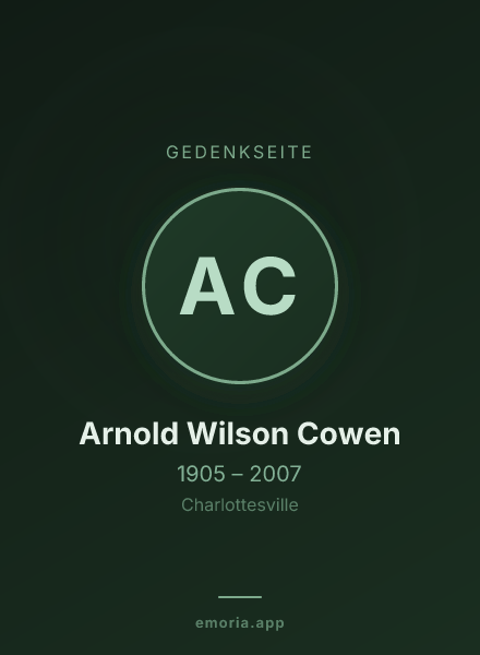Gedenkportrait von Arnold Wilson Cowen