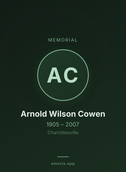 Memorial portrait of Arnold Wilson Cowen