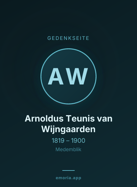 Gedenkportrait von Arnoldus Teunis van Wijngaarden