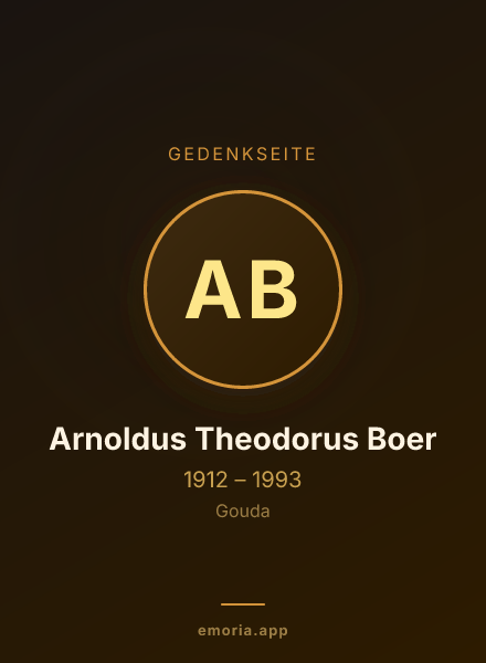 Gedenkportrait von Arnoldus Theodorus Boer