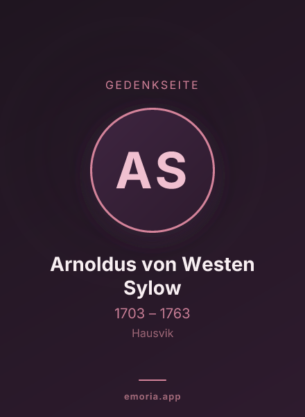 Gedenkportrait von Arnoldus von Westen Sylow