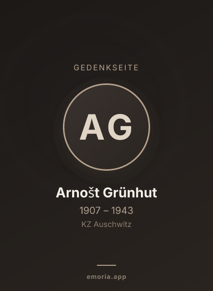 Gedenkportrait von Arnošt Grünhut