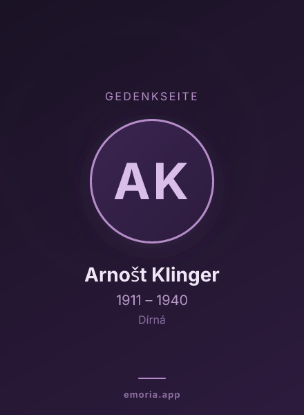 Gedenkportrait von Arnošt Klinger