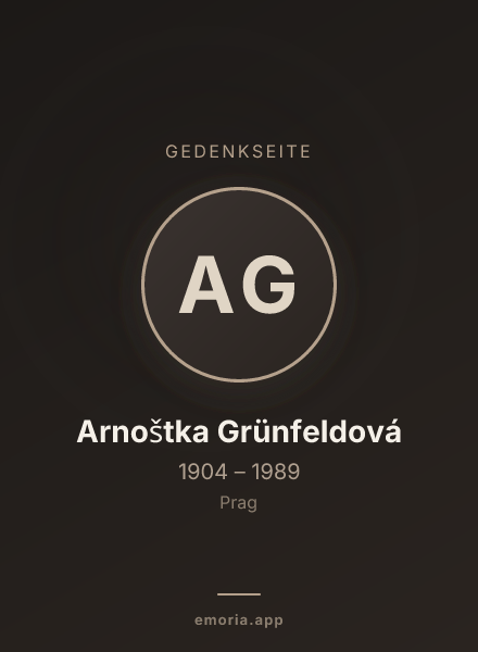 Gedenkportrait von Arnoštka Grünfeldová