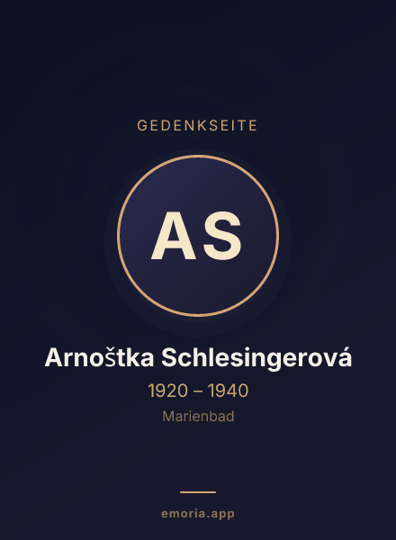 Gedenkportrait von Arnoštka Schlesingerová