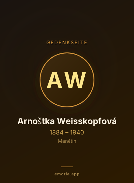 Gedenkportrait von Arnoštka Weisskopfová