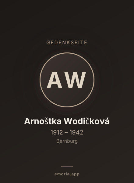 Gedenkportrait von Arnoštka Wodičková