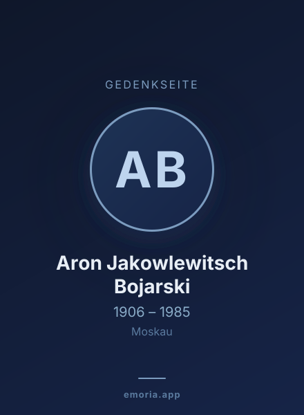 Gedenkportrait von Aron Jakowlewitsch Bojarski