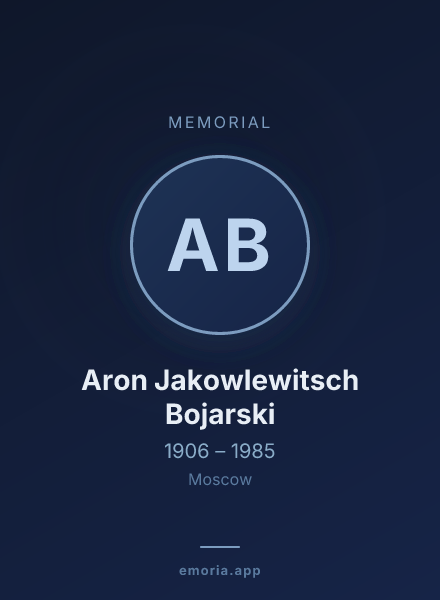 Memorial portrait of Aron Jakowlewitsch Bojarski