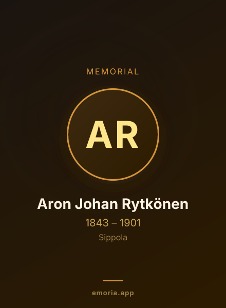 Memorial portrait of Aron Johan Rytkönen