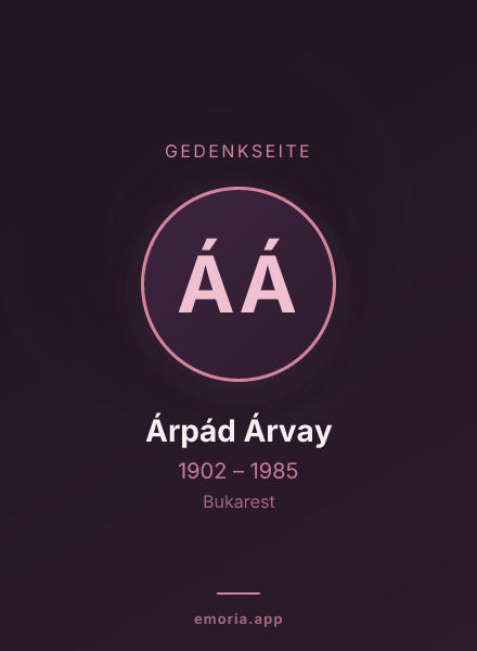 Gedenkportrait von Árpád Árvay