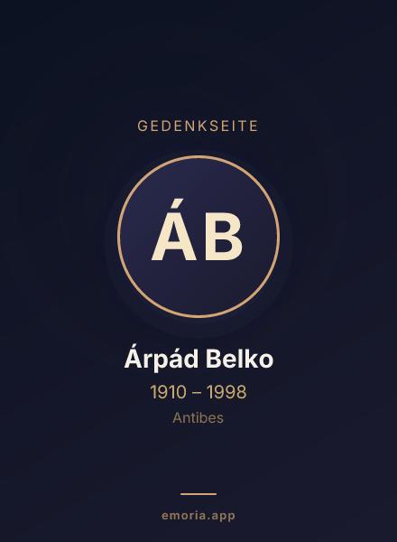Gedenkportrait von Árpád Belko