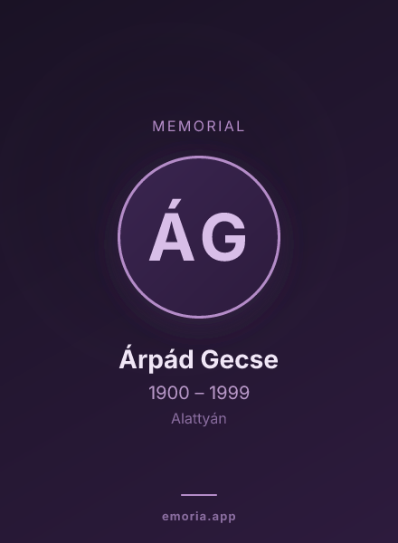 Memorial portrait of Árpád Gecse
