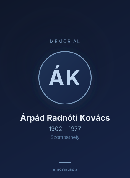 Memorial portrait of Árpád Radnóti Kovács
