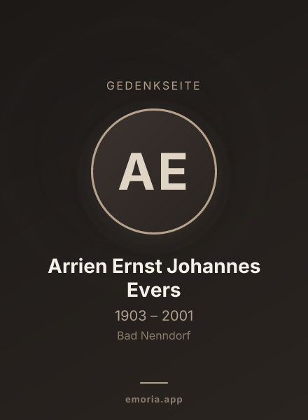 Gedenkportrait von Arrien Ernst Johannes Evers